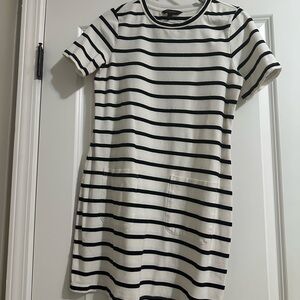 Banana Republic Factory Black and White Striped Dress